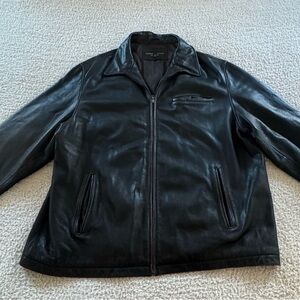 Classic Black Leather  Coat